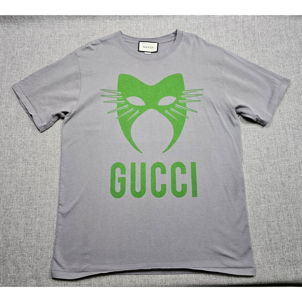 Gucci Shirt Mens XL Gray Green Mask Manifesto Back Slogan Made In Italy